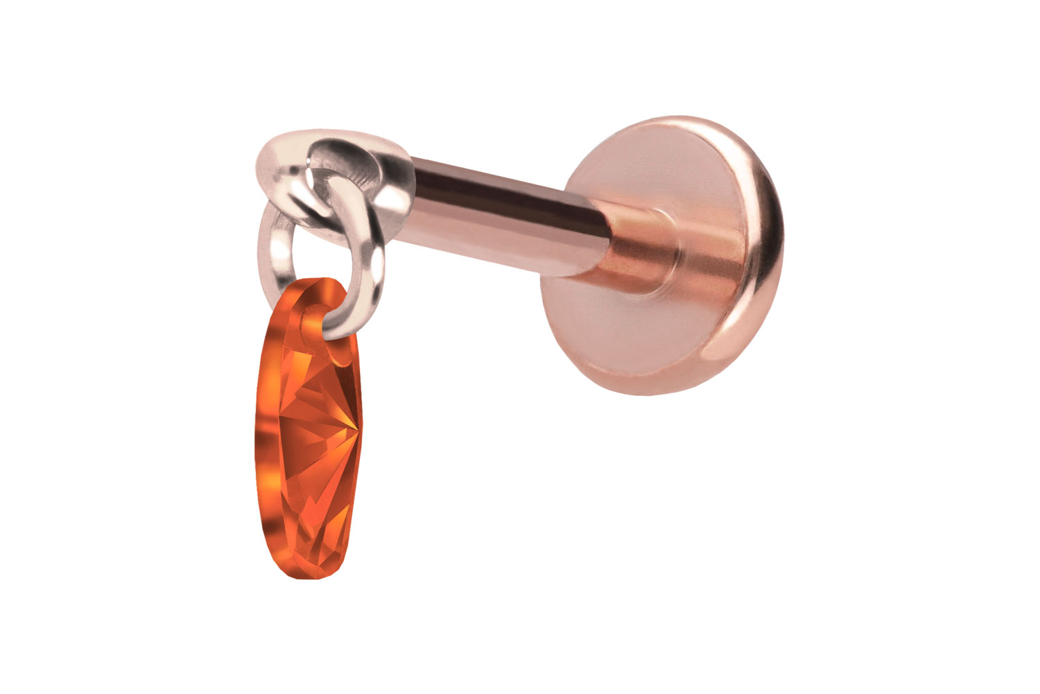 Titan Labret Piercing mit Push Fit KRISTALLOVAL